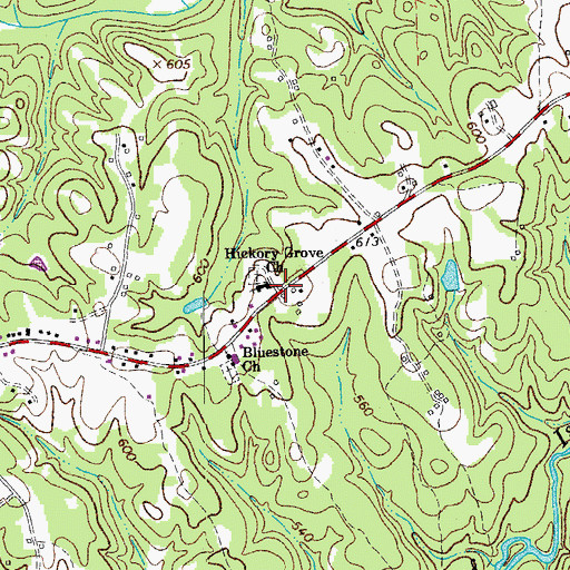 Topographic Map of Hickory Grove, NC