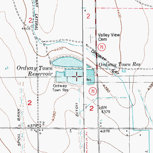 Topographic Map of Ordway Town Reservoir, CO