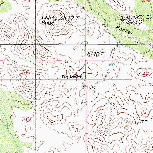 Topographic Map of Big Mine, AZ