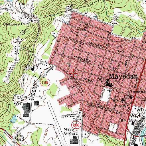 Topographic Map of Mayodan Post Office, NC