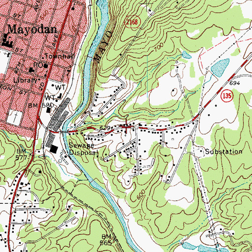 Topographic Map of Woodbine Baptist Church, NC