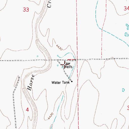 Topographic Map of Faw Wells, CO