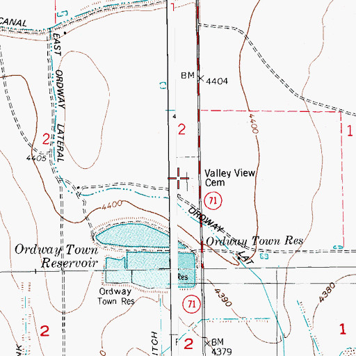 Topographic Map of Valley View Cemetery, CO
