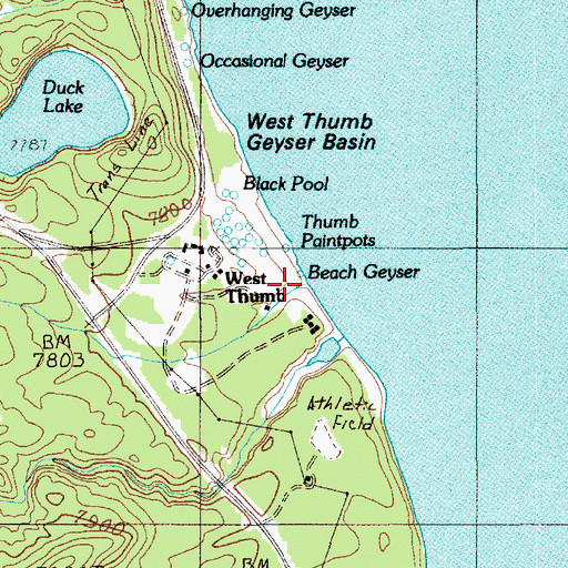 Topographic Map of Beach Geyser, WY