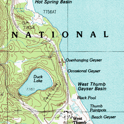 Topographic Map of Overhanging Geyser, WY