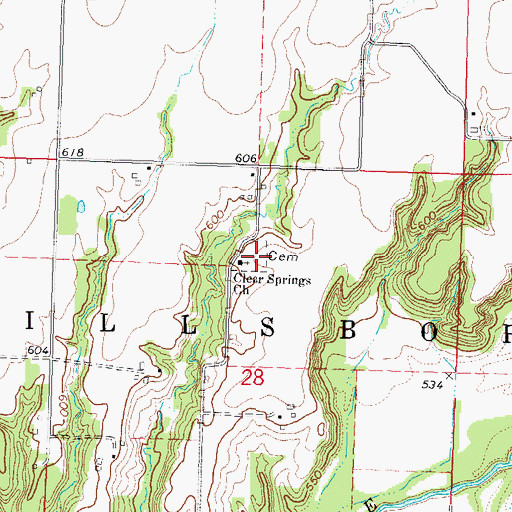 Topographic Map of Clear Springs Cemetery, IL