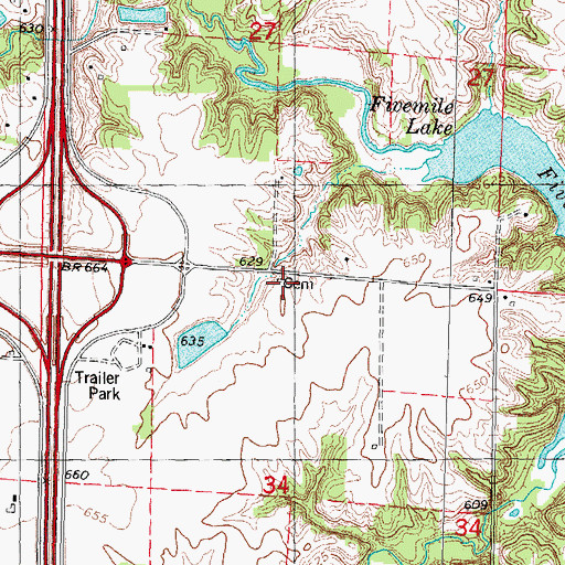 Topographic Map of Crawford Cemetery, IL