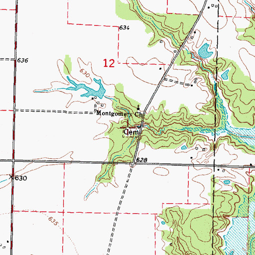 Topographic Map of Montgomery Cemetery, IL