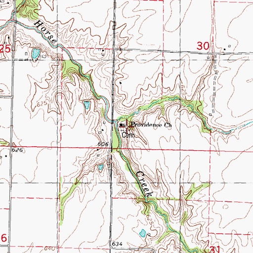 Topographic Map of Providence Cemetery, IL
