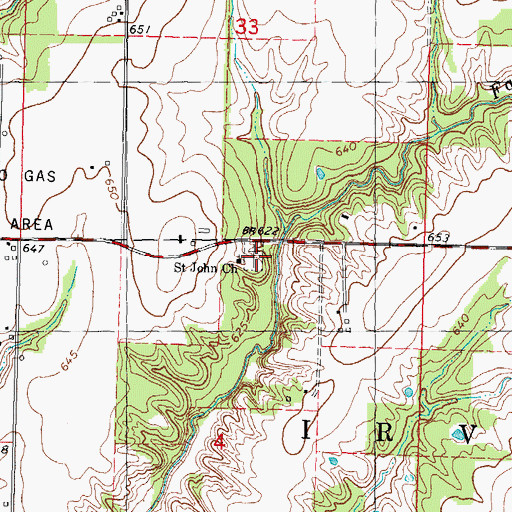 Topographic Map of Saint John's Cemetery, IL