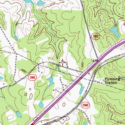 Topographic Map of Oakhaven Farms, NC