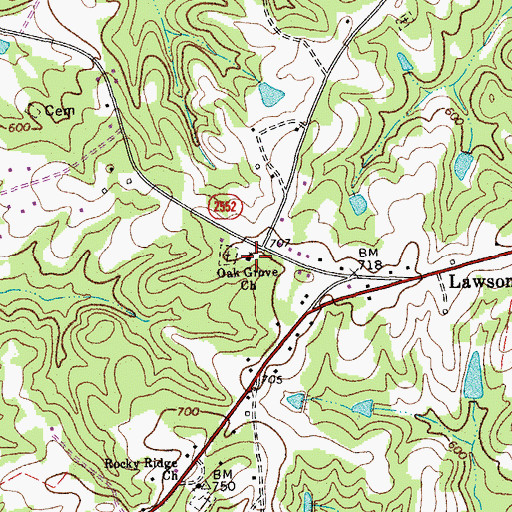 Topographic Map of Peniel Methodist Church (historical), NC
