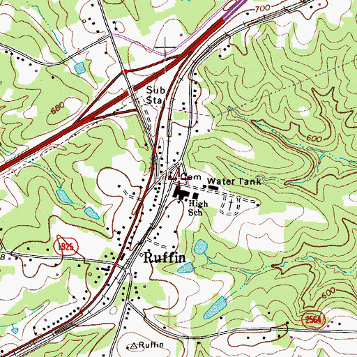 Topographic Map of Ruffin Cemetery, NC