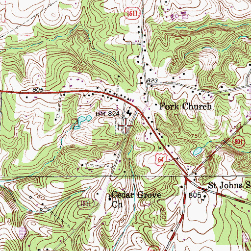 Topographic Map of Fork Cemetery, NC