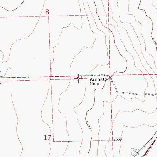 Topographic Map of Arlington Cemetery, CO
