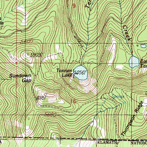 Topographic Map of Tanner Lakes, OR