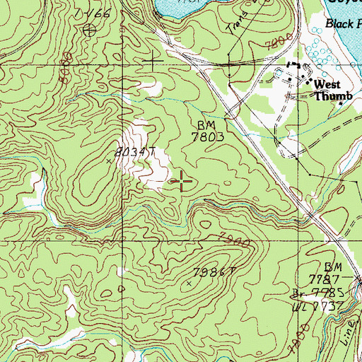 Topographic Map of Twin Geyser, WY