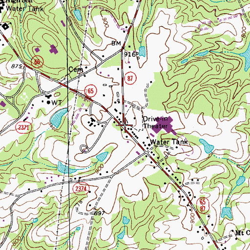 Topographic Map of Gunns Store (historical), NC
