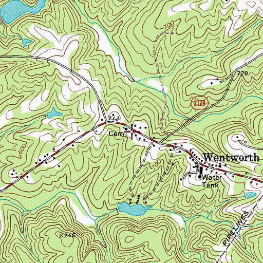 Topographic Map of Wentworth Cemetery, NC
