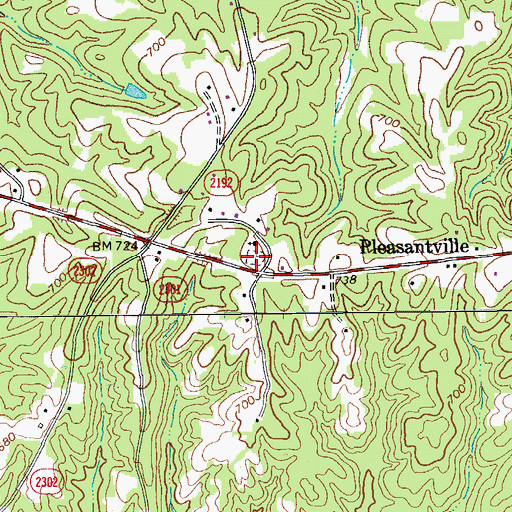 Topographic Map of Pleasantville Cemetery, NC