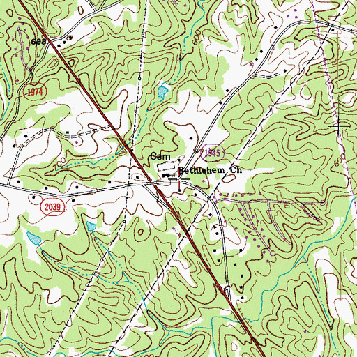 Topographic Map of Bethlehem, NC