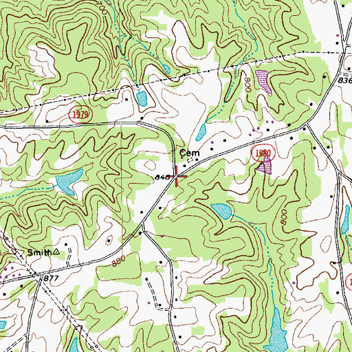 Topographic Map of Harrisons Crossroads, NC