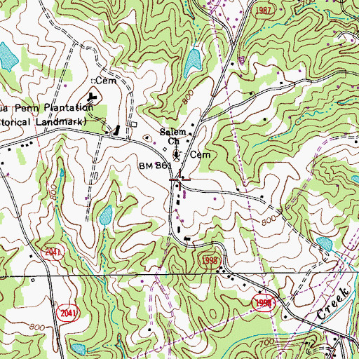 Topographic Map of Salem, NC