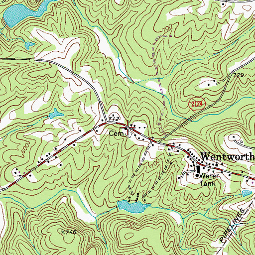 Topographic Map of Wentworth United Methodist Church, NC
