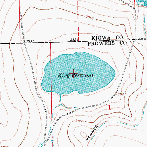 Topographic Map of King Reservoir, CO