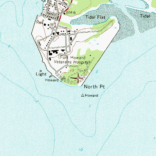 Topographic Map of Battery Harris (historical), MD