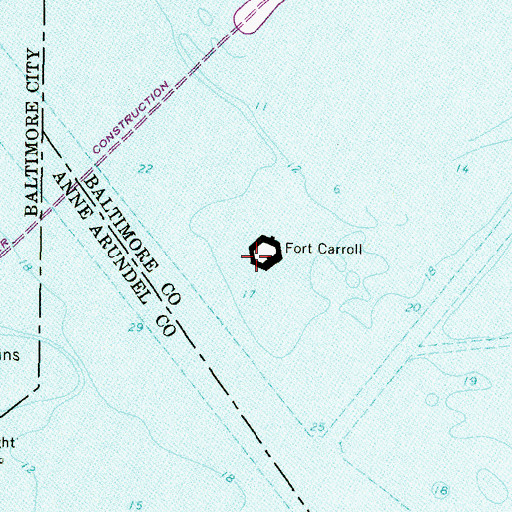 Topographic Map of Battery Augustin (historical), MD