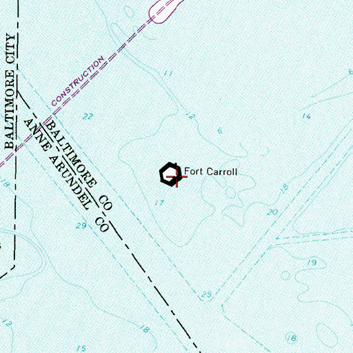Topographic Map of Battery Towson (historical), MD