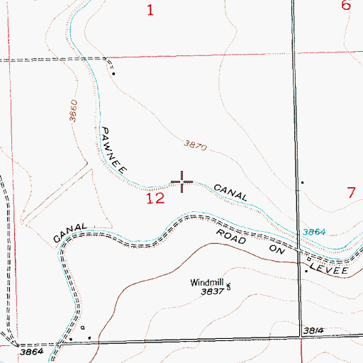 Topographic Map of Pawnee Canal, CO