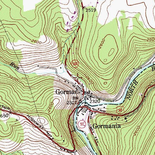 Topographic Map of Gorman Volunteer Fire Department Station 120, MD