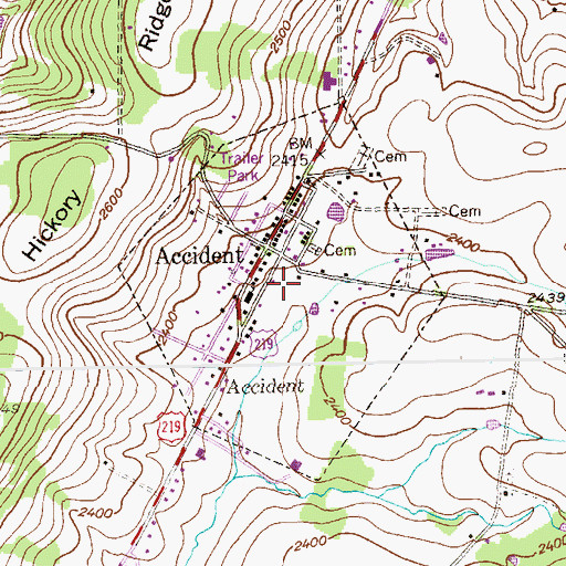 Topographic Map of Accident Volunteer Fire Department Station 50, MD