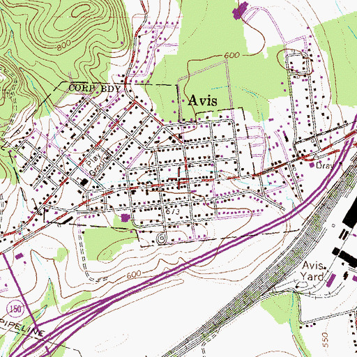 Topographic Map of Avis Post Office, PA