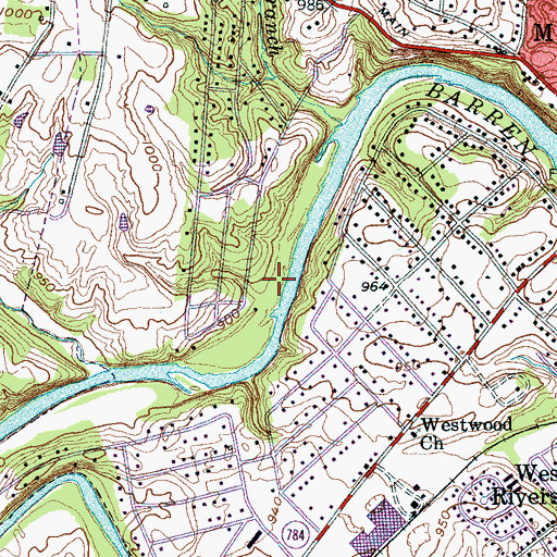Topographic Map of Hills Creek Cemetery, TN