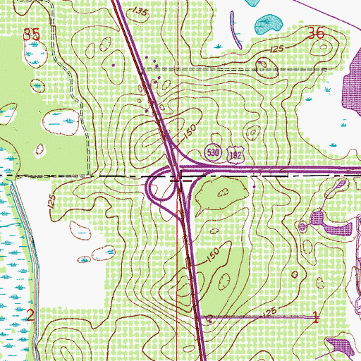 Topographic Map of Citrus Ridge, FL