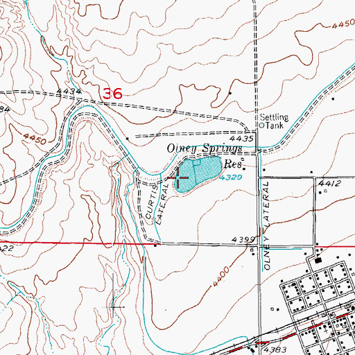 Topographic Map of Olney Springs Reservoir, CO