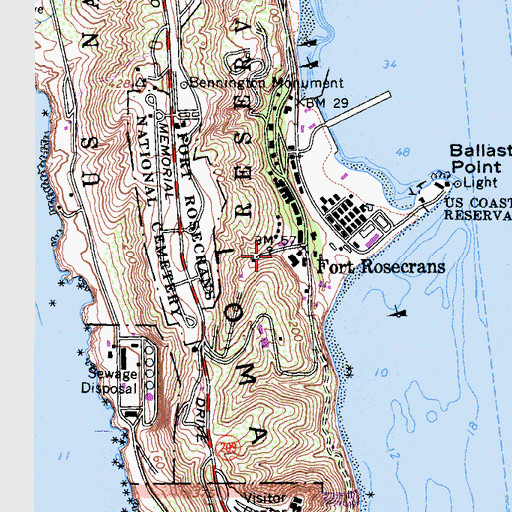 Topographic Map of Battery White (historical), CA