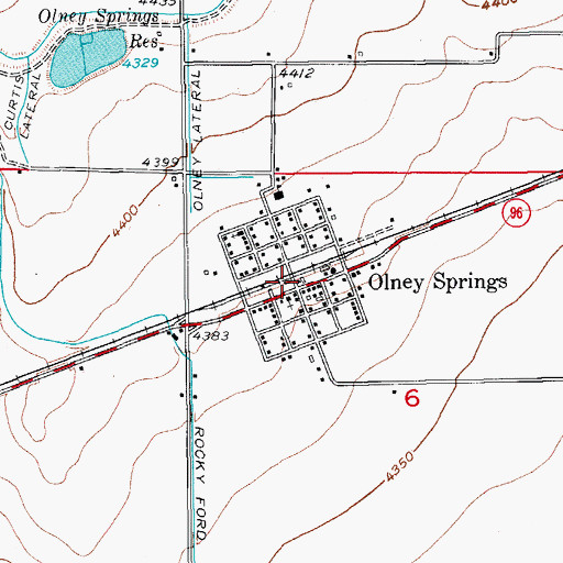 Topographic Map of Olney Springs, CO