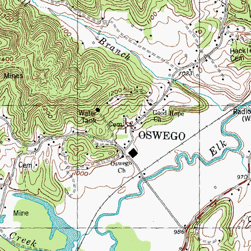 Topographic Map of Hoot Owl Cemetery, TN