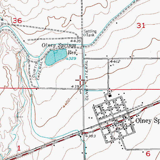 Topographic Map of Olney Lateral, CO