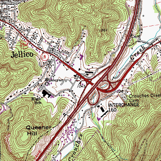 Topographic Map of Crouches Creek Baptist Church, TN
