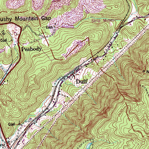 Topographic Map of Duff Baptist Church, TN