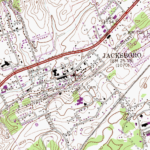 Topographic Map of First Baptist Church, TN