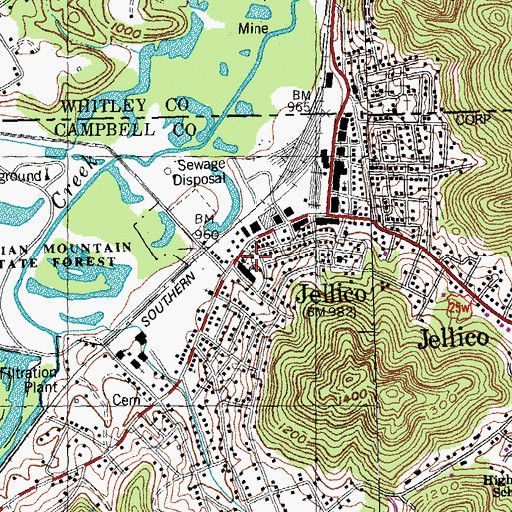 Topographic Map of First Baptist Church, TN
