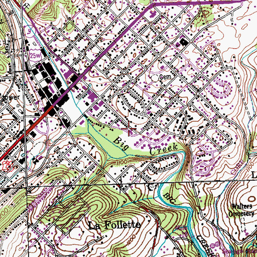 Topographic Map of Indiana Avenue Baptist Church, TN