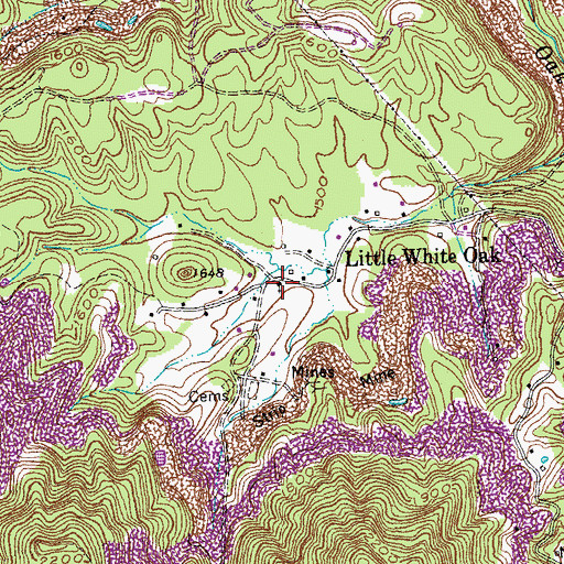 Topographic Map of Little White Oak Independent Missionary Baptist Church, TN