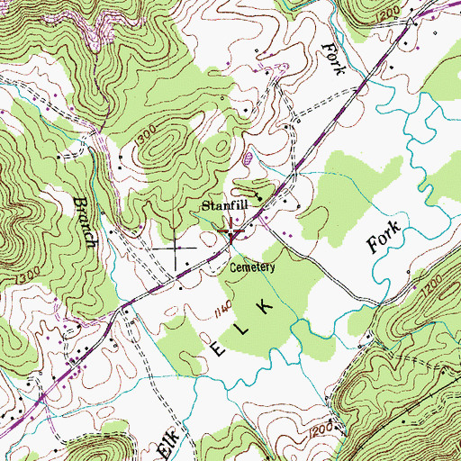 Topographic Map of Stanfield United Baptist Church, TN